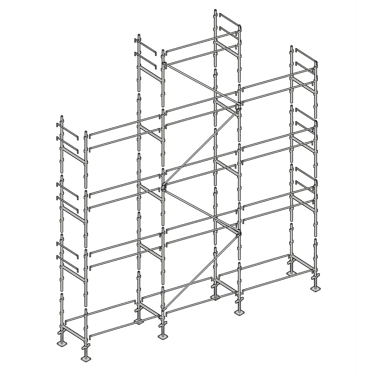 Échafaudage façadier ALTRAD – 88 m² - Lisses sans plateaux