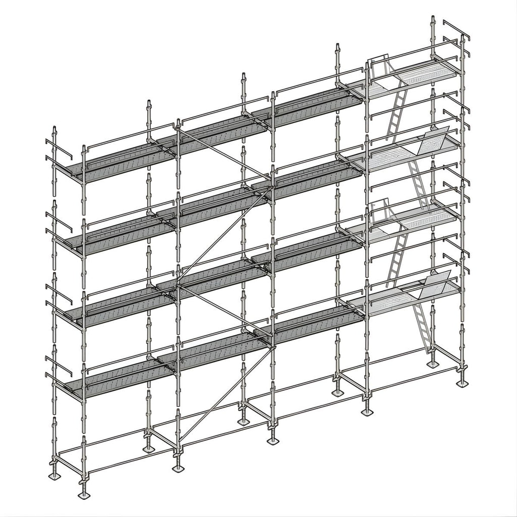 Échafaudage façadier ALTRAD – 130 m² - Lisses avec plateaux