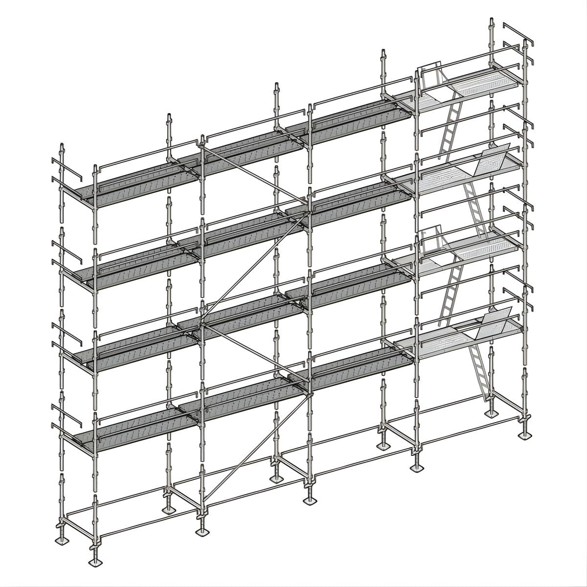 Échafaudage façadier ALTRAD – 130 m² - Lisses avec plateaux