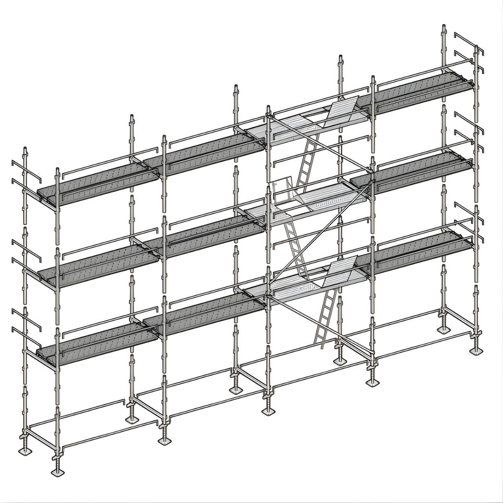 Échafaudage façadier ALTRAD – 104 m² - Lisses avec plateaux