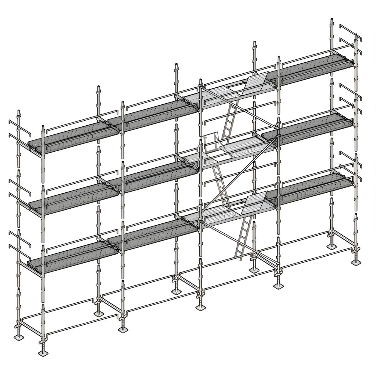 Échafaudage façadier ALTRAD – 104 m² - Lisses avec plateaux