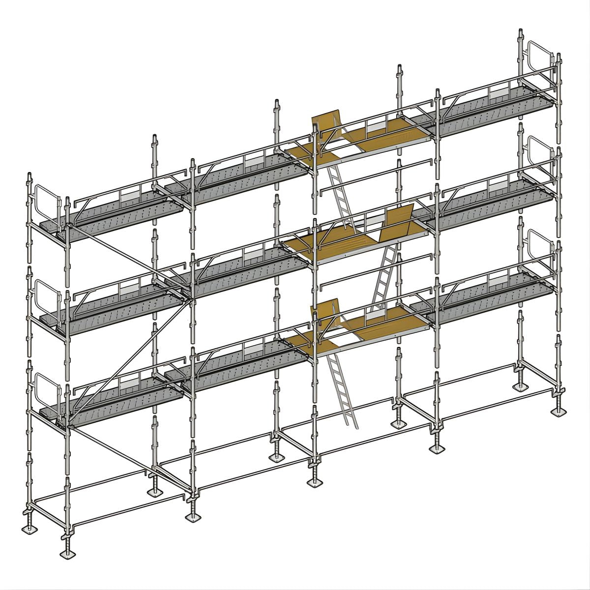 Échafaudage façadier ALTRAD – 104 m² - Garde-corps avec plateaux