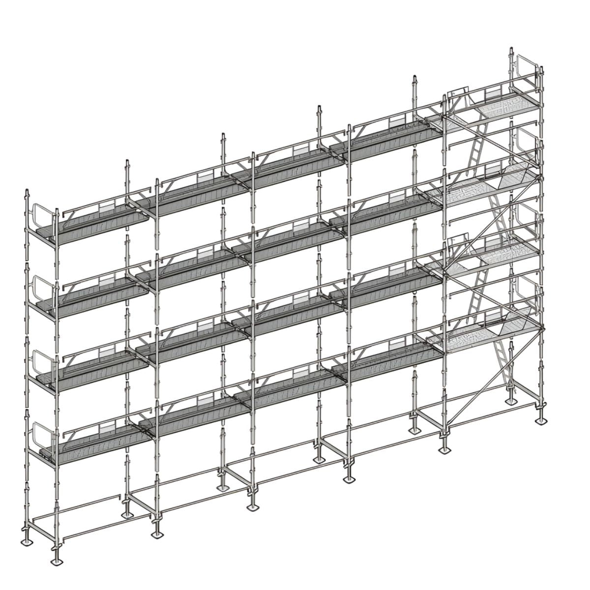 Échafaudage façadier ALTRAD – 160 m² - Garde-corps avec plateaux