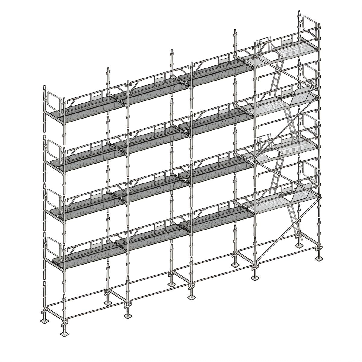 Échafaudage façadier ALTRAD – 130 m² - Garde-corps avec plateaux