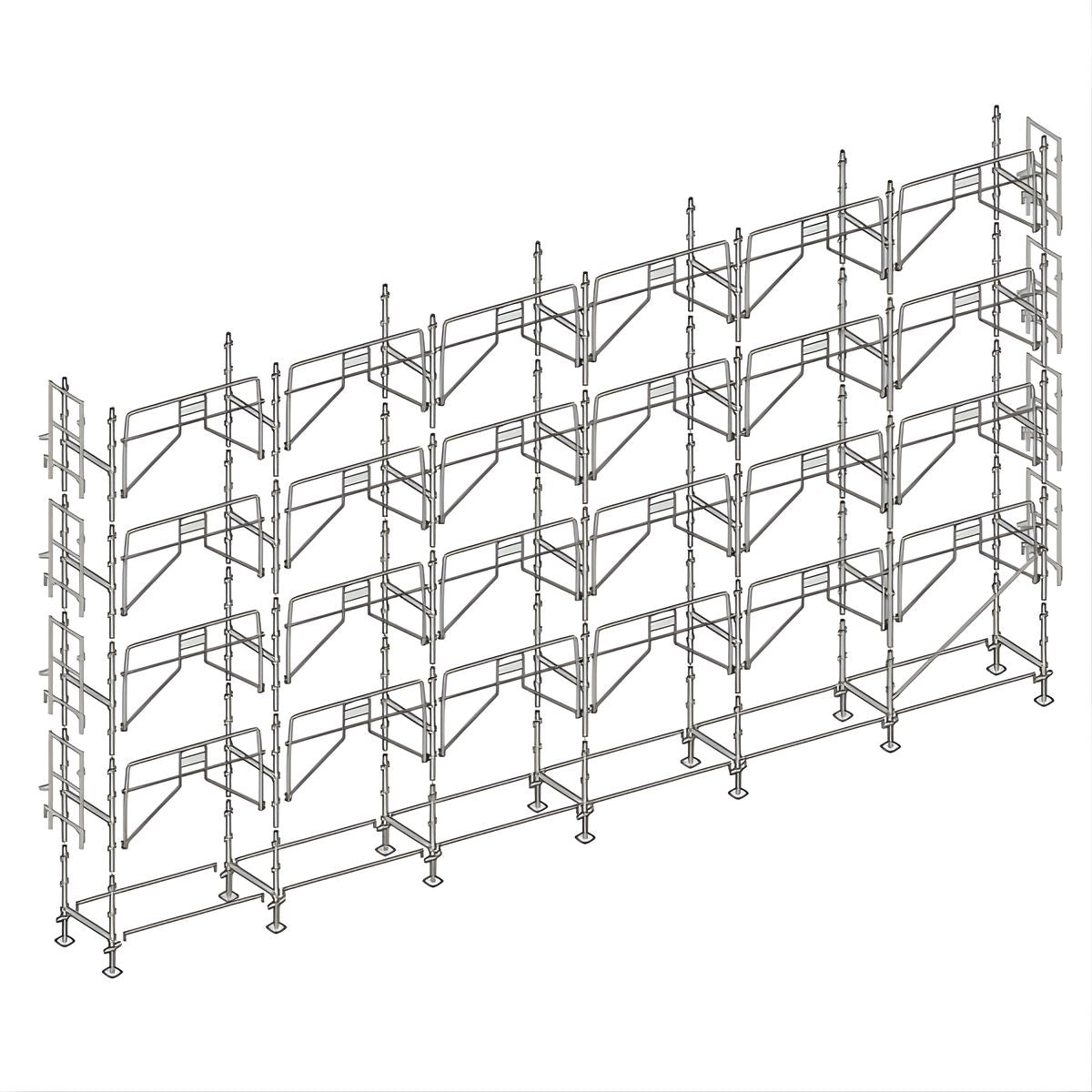 Échafaudage façadier ALTRAD – 190 m² - Garde-corps de sécurité sans plateaux
