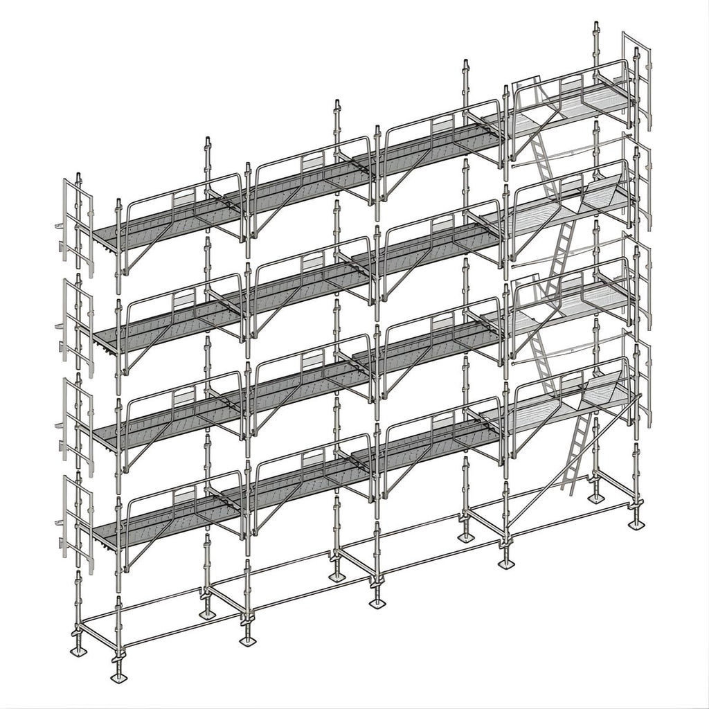 Échafaudage façadier ALTRAD – 130 m² - Garde-corps de sécurité avec plateaux