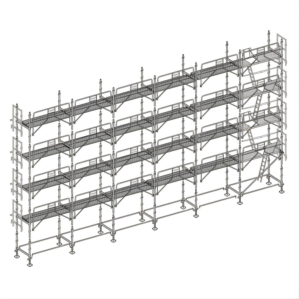 Échafaudage façadier ALTRAD – 190 m² - Garde-corps de sécurité avec plateaux