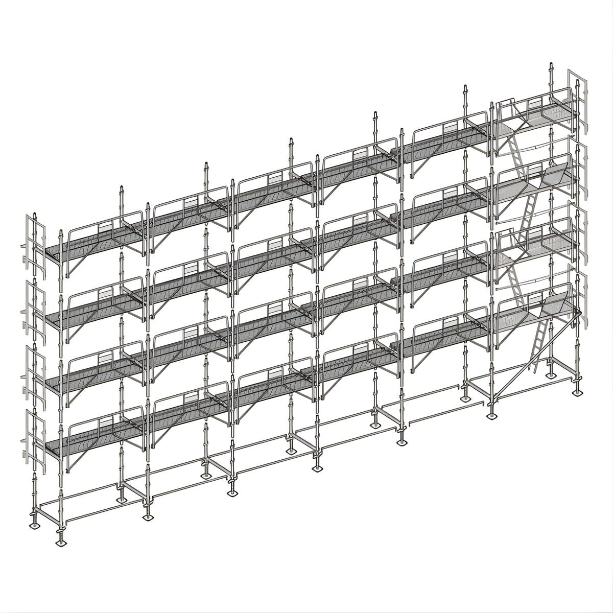 Échafaudage façadier ALTRAD – 190 m² - Garde-corps de sécurité avec plateaux