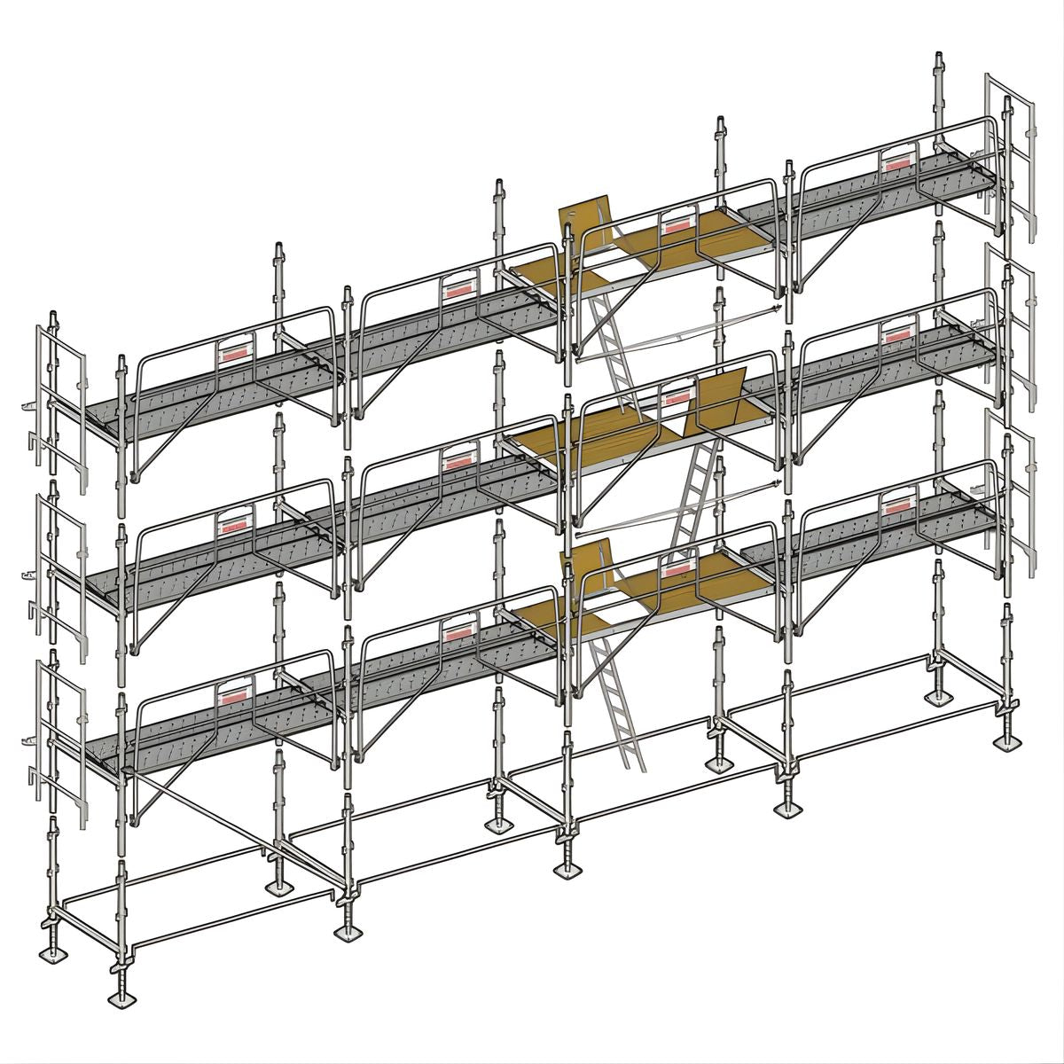 Échafaudage façadier ALTRAD – 104 m² - Garde-corps de sécurité avec plateaux