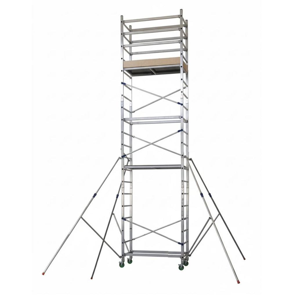 Échafaudage roulant aluminium Supremalu et stabilisateurs télescopiques