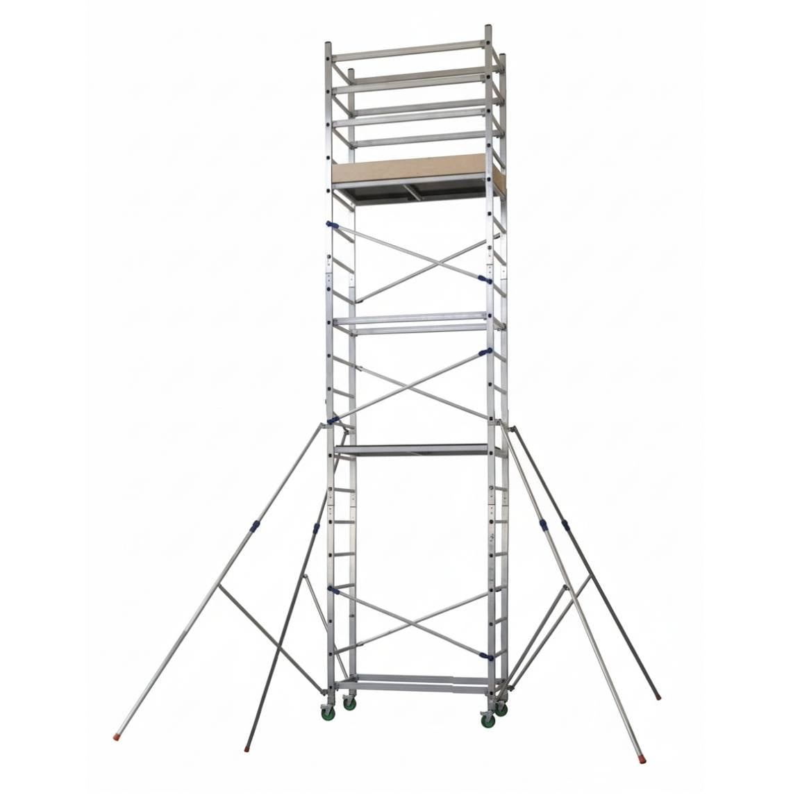 Échafaudage roulant aluminium Supremalu et stabilisateurs télescopiques