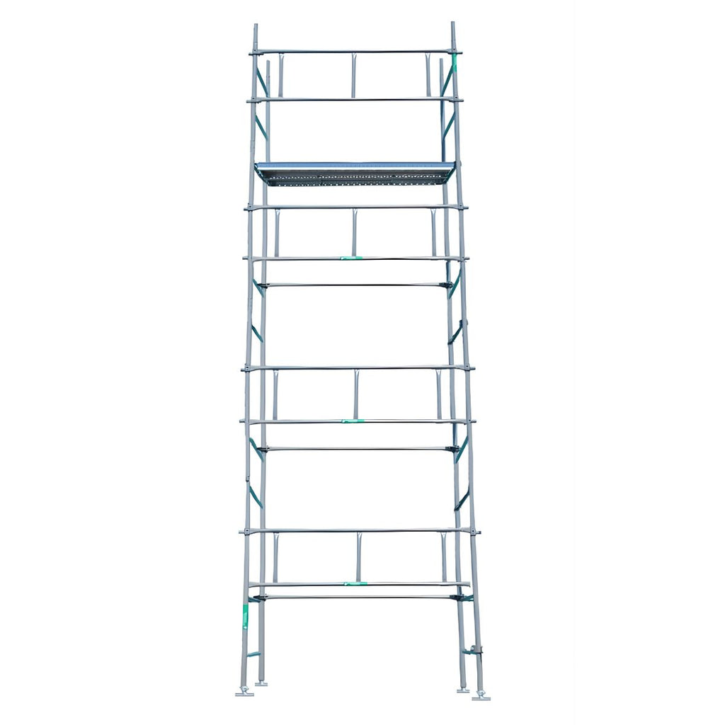 Échafaudage fixe 8x3 m - Amarrage piton - 2 échelles de 2m - Galvanisé