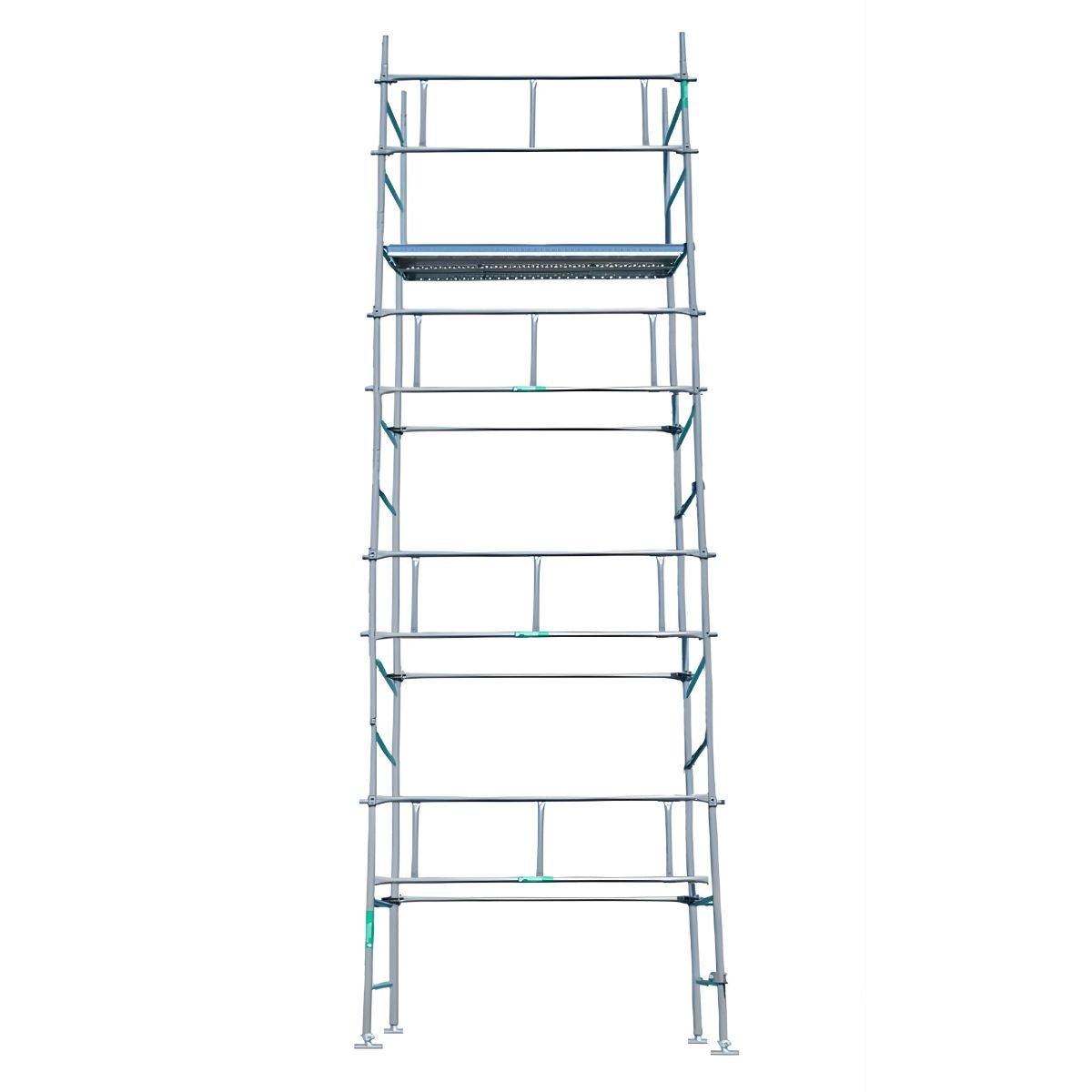 Échafaudage fixe 8x3 m - Amarrage piton - 2 échelles de 2m - Galvanisé