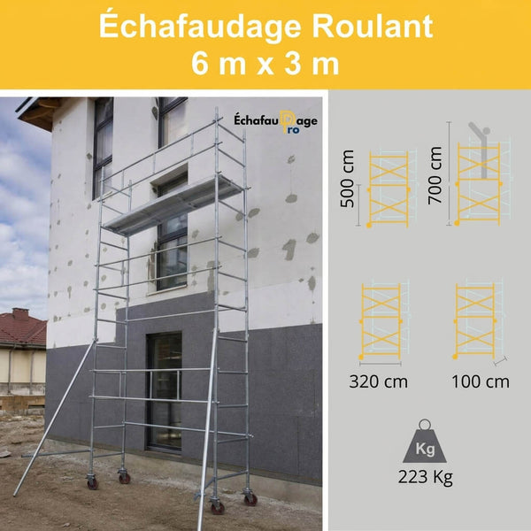 Échafaudage roulant PHENIX 6 m x 3 m