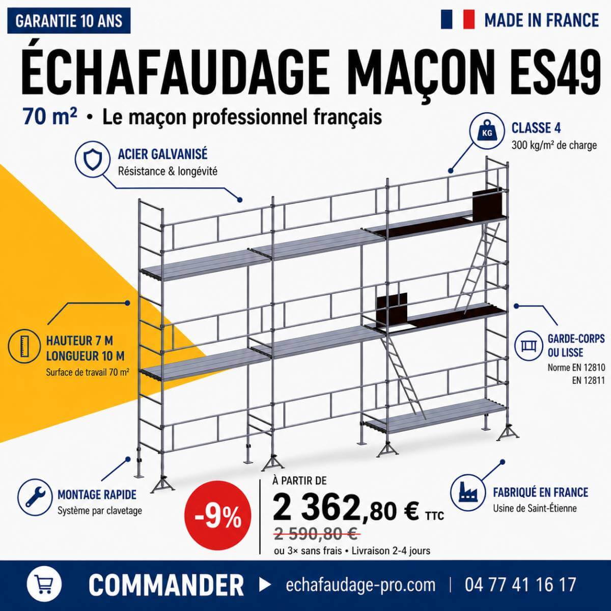 Échafaudage maçon ES49 70 m²