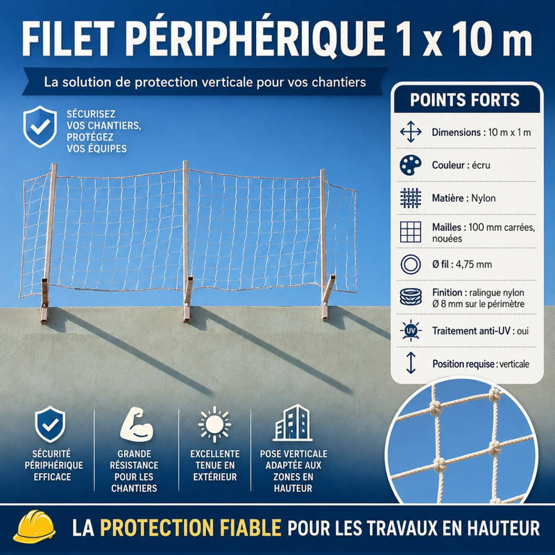 Filet périphérique 1 x 10 m de toiture
