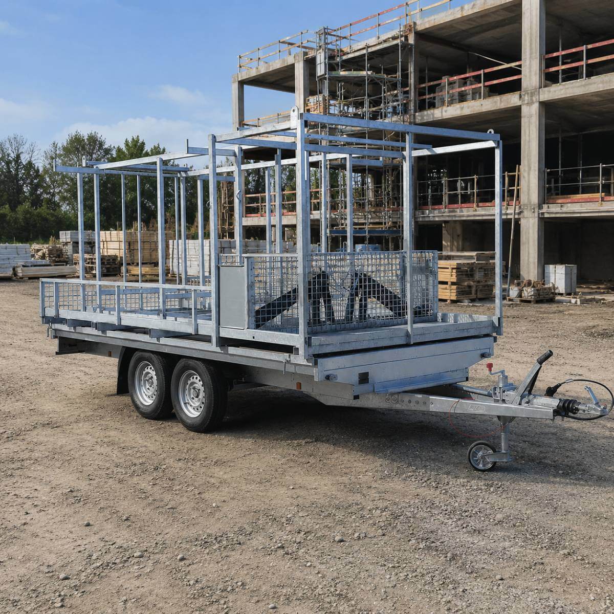 Remorque Altrad RCM108, container déposable et 108 m² d'échafaudage MULTIVIT+