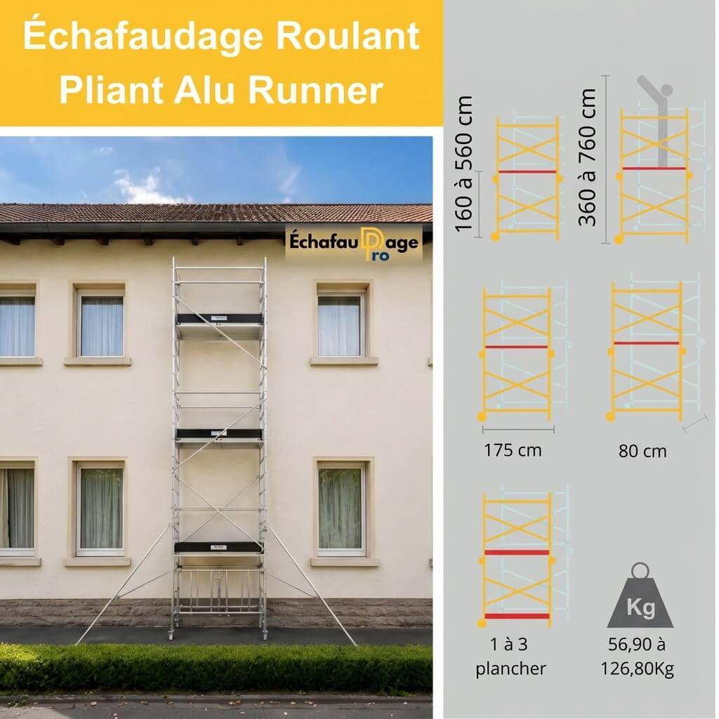 Échafaudage RUNNER Roulant Pliant Aluminium