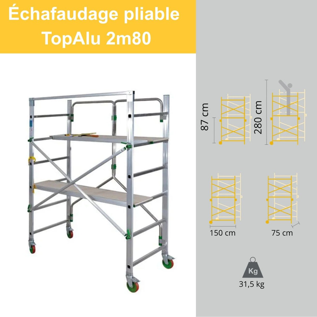 Échafaudage professionnel pliable en aluminium – TopAlu 2m80