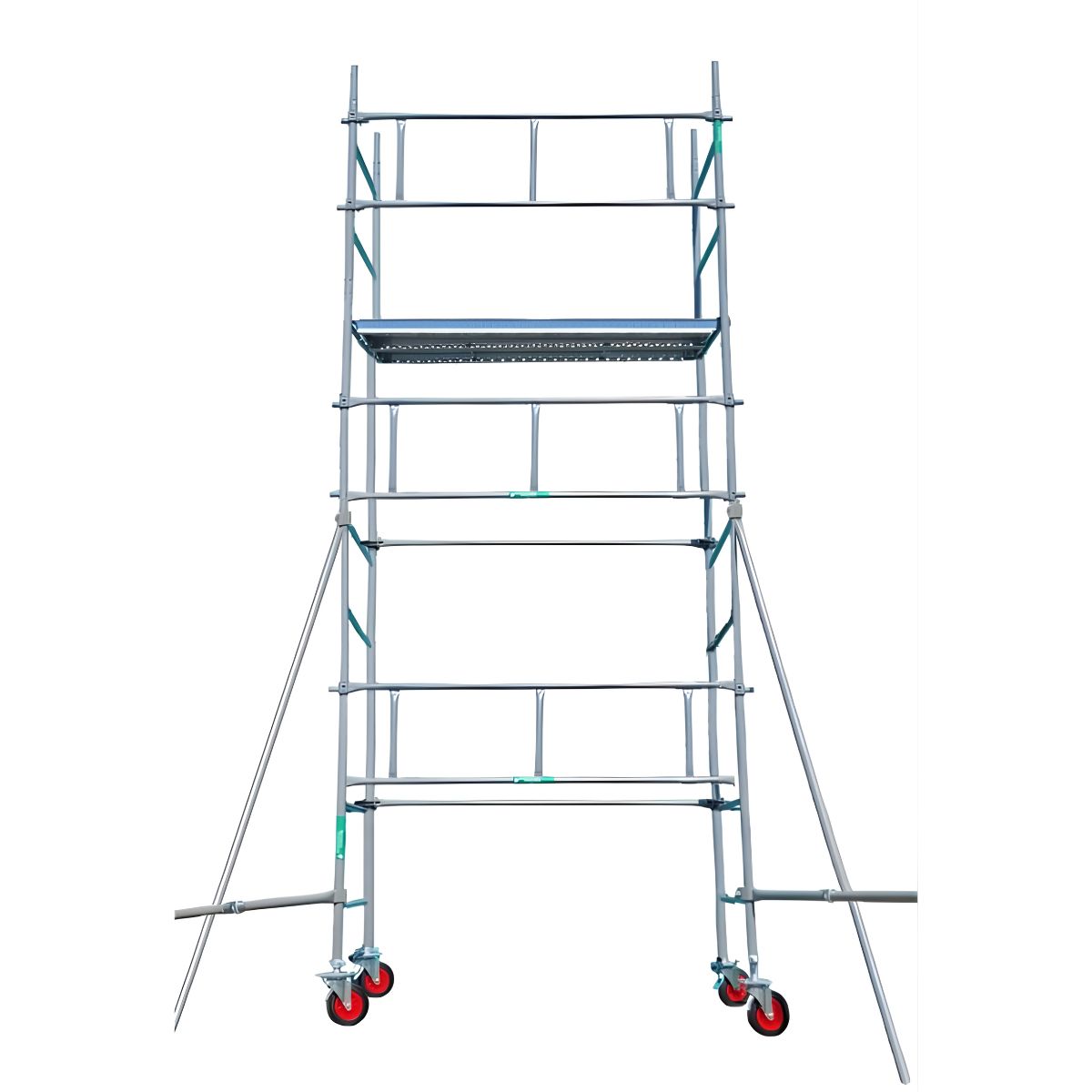 Échafaudage roulant 6x3 m - Jambe de force - 1 échelle de 2m + 2 échelles de 1m - Galvanisé