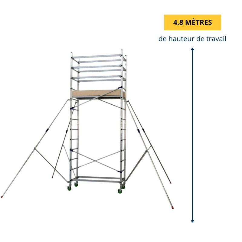 Échafaudage roulant aluminium SUPREMALU – Hauteur de travail 4,80 m