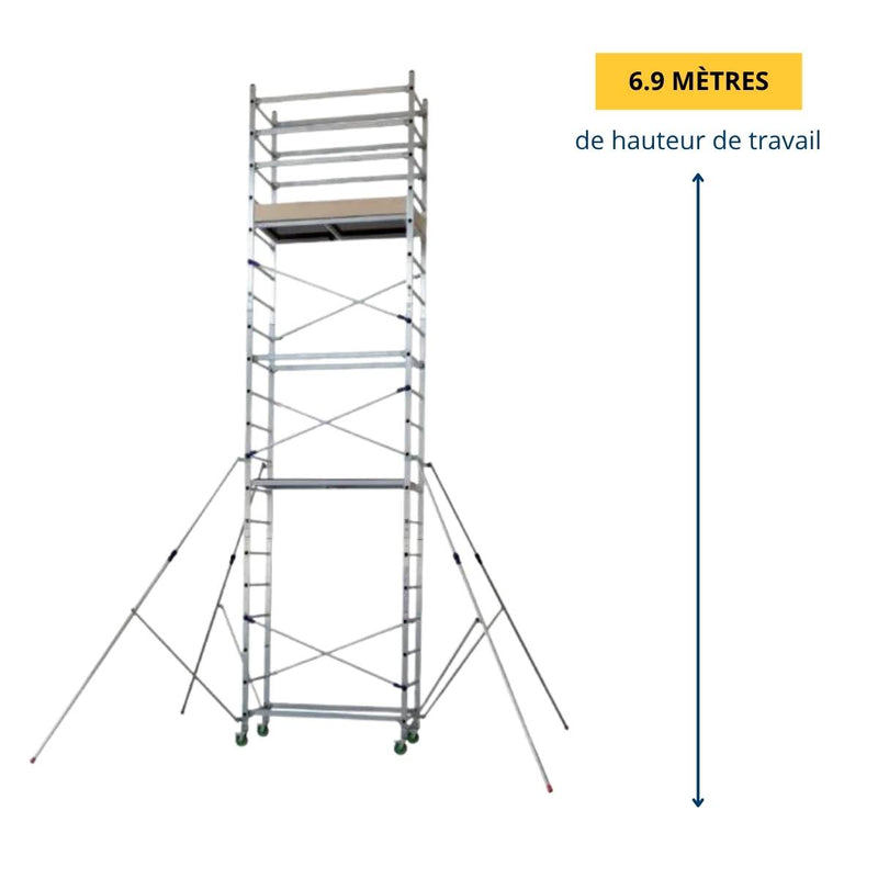 Échafaudage roulant aluminium SUPREMALU – Hauteur de travail 6,90 m