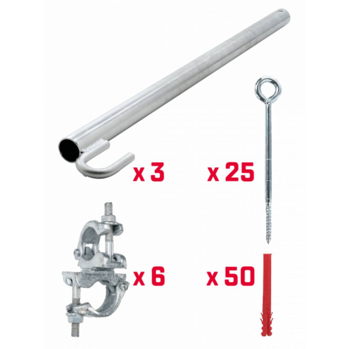 Lot de 3 amarrages anneau complet pour échafaudage